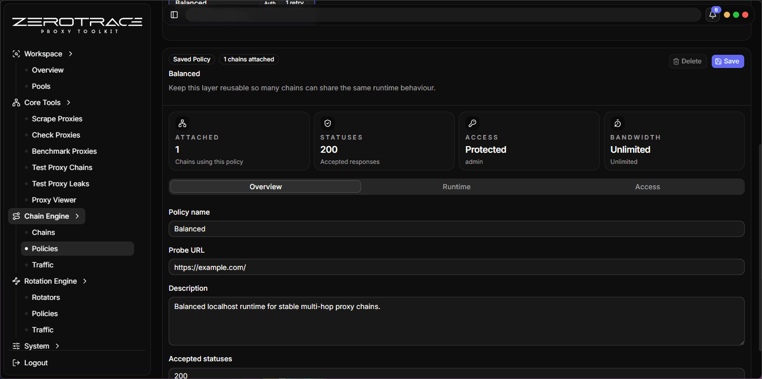 Chain Engine Policies